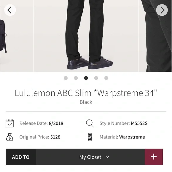 Lululemon Mens Black Warpstreme Pants size 34 - Picture 2 of 5